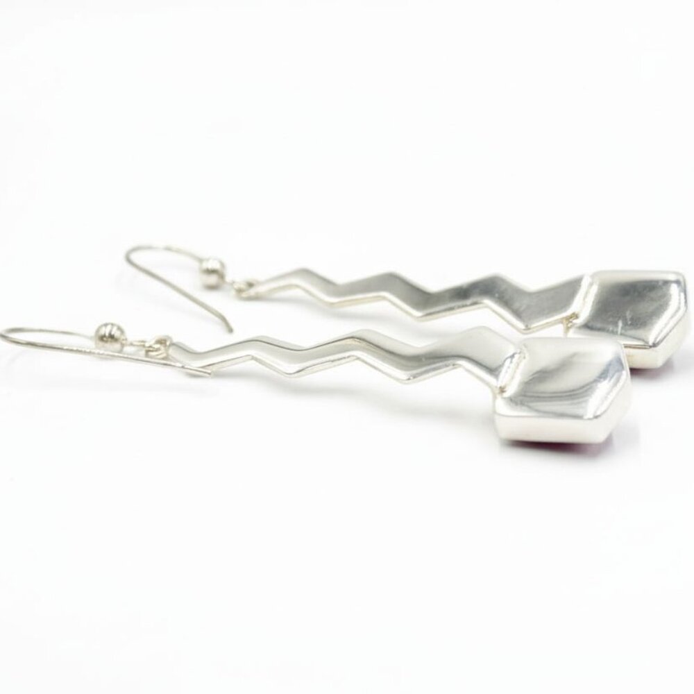 Jay King Sterling Silver Ruby Zigzag Earrings - image 3